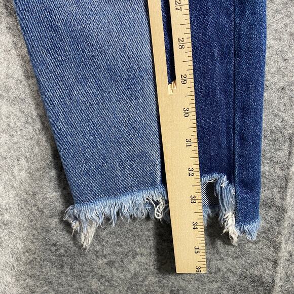Hidden Jeans 26 Two Tone Blue Denim Distressed High Rise Tracey Straight Leg - Picture 10 of 14
